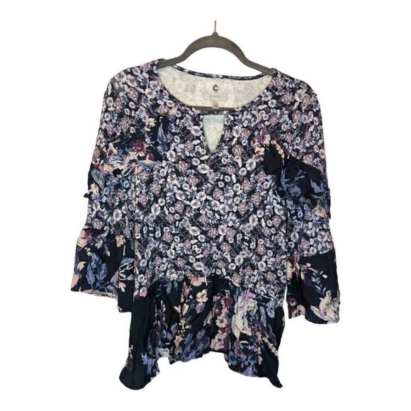 Cupio Multicolor Floral Print Long Sleeve Blouse Women's Small - Picture 1 of 6